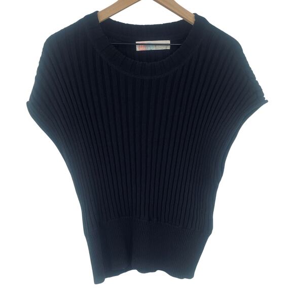 Free People Beach Layton Sweater Pullover Cropped Cotton Rib Knit Scoop Black XL - Picture 4 of 10